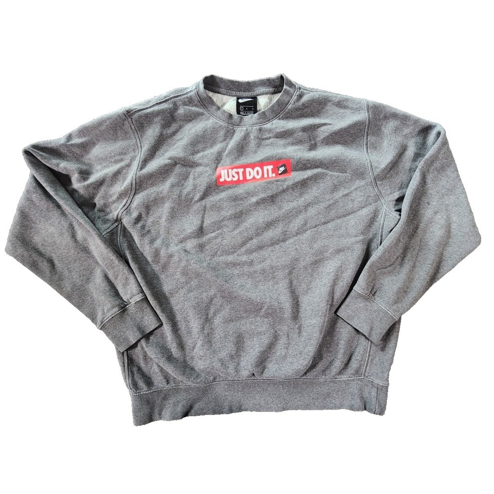 Nike Sportswear Just Do It Box Logo Crewneck Sweatshirt Gray Large